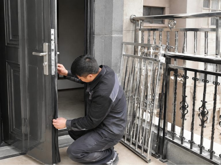 白钢铁艺护栏与防盗门隔音处理